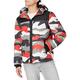DKNY Men's Shawn Quilted Mixed Media Hooded Puffer Jacket Coat, Red Dazzle Camo, Large