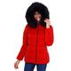 BELLIVERA Women Quilted Lightweight Puffer Jacket, Winter Warm Short Hood Padded Coat with Fur Collar 7695 Red L