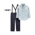 Simple Joys by Carter's Baby Jungen 3-Piece Special Occasion Bow-Tie and Suspender Pants Kleinkind-Bettwäsche-Set, Grün Grau Kariert/Kohlegrau/Marineblau Punkte, 18 Monate