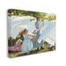 Charlton Home® Farm Children Doing Laundry Linens by Heide Presse - Painting Print Canvas, Wood in White | 48 H x 36 W x 1.5 D in | Wayfair