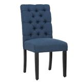 Red Barrel Studio® Tufted Linen Solid Wood Parsons Chair Wood/Upholstered/Fabric in Blue | 37.8 H x 18.9 W x 24 D in | Wayfair
