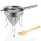 Anchy Premium 20cm Chinois Passing Strainer with Extra Fine Durable Mesh Stainless Steel Large Professional Conical Sieve Set Complete with Spatula and Stand