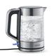 SEVERIN WK 3420 Glass Kettle with XXL Filling Volume 1.7 L, Powerful Compact Electric Kettle with Anti-Limescale Filter, 2200 W, Glass and Stainless Steel