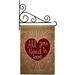 Breeze Decor All You Need Is Love 2-Sided Polyester 19 x 13 in. Flag set in Brown/Red | 18.5 H x 13 W x 1 D in | Wayfair