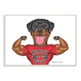 Trinx Rott Gym Dog Pun Weightlifting Pet Illustration by Danny Gordan - Graphic Art Print Wood in Brown | 10 H x 15 W x 0.5 D in | Wayfair