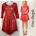 Free People Dresses | Free People Red Floral Mesh Lace Dress 2 | Color: Red | Size: 2