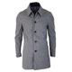 House Of Cavani Mens Smart Casual Brando Mac Overcoat Jacket High Collar Zip Button 3/4 - Grey XL- 44