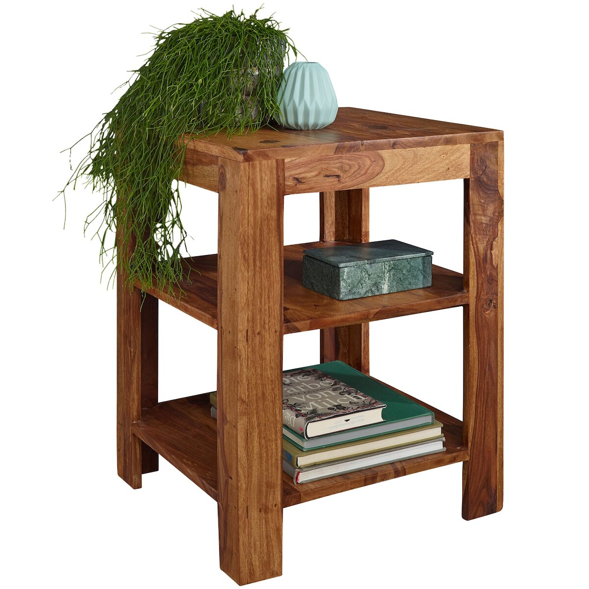FineBuy Standregal Mahal 44 x 60 x 44 cm Sheesham Holz Beistelltisch Ablagetisch Image
