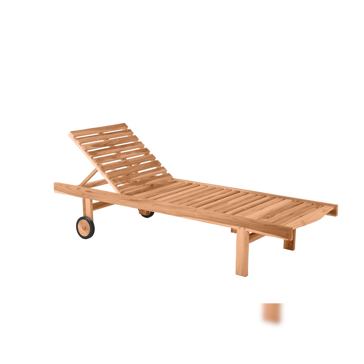 Möbilia Gartenliege aus Teak Holz | Kopfteil 5-fach verstellbar | mit 2 Rädern | B 65 x T 200 x H 36 cm | natur | 11020011 | Serie GARTEN Image
