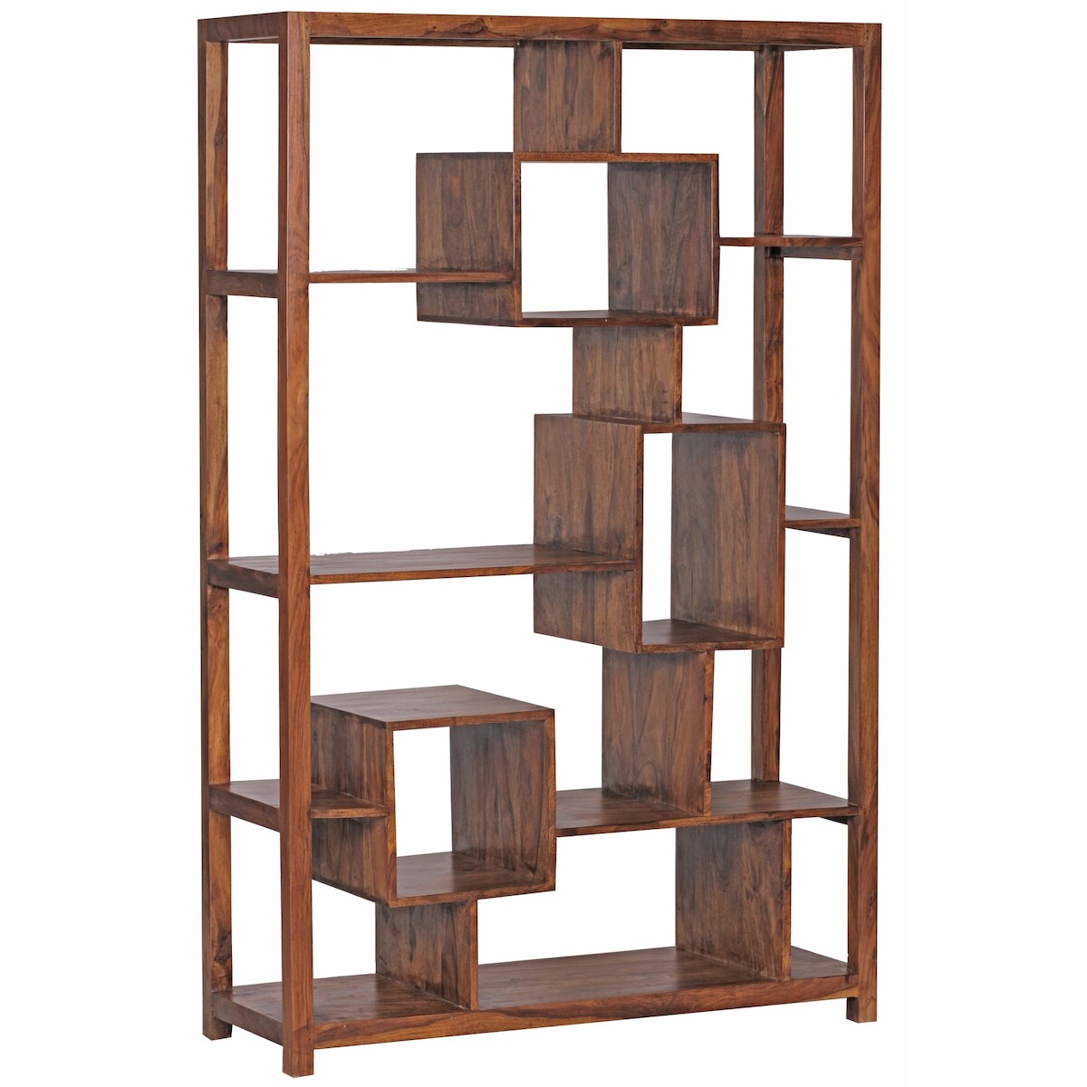 WOHNLING Bücherregal MUMBAI Massiv Sheesham 180cm Massivholz Regal Raumteiler Neu Image