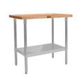 John Boos Wood Work Table w/ Undershelf Wood/Steel in Brown/Gray | 35.25 H x 30 D in | Wayfair JNS10