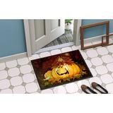 The Holiday Aisle® Rhudy Somebody to Love Pumpkin Halloween Non-Slip Outdoor Door Mat Synthetics in White | 24 W x 36 D in | Wayfair