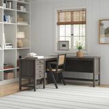 Dovecove Vasco Executive Desk Wood in Brown | 29.75 H x 65.118 W x 19.5 D in | Wayfair 96D76821945041F2ADC01BD8242913F9