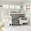 Harper Orchard Haussman Twin Over Full 3 Drawer Solid Wood Standard Bunk Bed w/ Shelves Wood in White | 62 H x 57 W x 103 D in | Wayfair