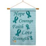 Breeze Decor Hope, Faith, Courage 2-Sided Polyester 40 x 28 in. Flag Set in Blue | 40 H x 28 W x 1 D in | Wayfair