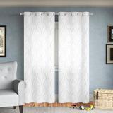 Winston Porter Cariss Geometric Sheer Grommet Curtain Panels Polyester in White | 96 H in | Wayfair 2D522A2EA88C486A966297363A5F0D19