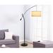 Brightech Grayson 84 in. Mid-Century Modern Height Adjustable LED Floor Lamp w/ Beige Fabric Drum Shade Metal in Black | Wayfair SF-08JF-U18Y