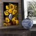 East Urban Home 'Sunflowers in Blue & White Chinese Vase' Graphic Art Print in Blue/Yellow | 26 H x 18 W x 1.5 D in | Wayfair