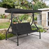 Arlmont & Co. Briggs Converting Outdoor Porch Swing w/ Stand Metal in Black | 70 H x 72 W x 44 D in | Wayfair 09A0060F983D4755B875DF05BE38DE69