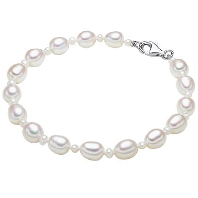 Valero Pearls - Perlen-Armband Sterling Silber Süßwasser-Zuchtperle in Silber Armbänder & Armreife 1 ct Damen