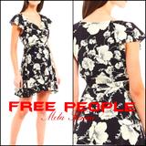 Free People Dresses | Free People Floral Print Ruffle V-Neck Mini | Color: Black/White | Size: M
