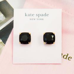 Kate Spade Jewelry | Kate Spade Square Black Stud Earrings Gold | Color: Black/Gold | Size: Os