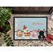 The Holiday Aisle® Chloe-Nicole Merry Christmas Carolers French Bulldog Outdoor Door Mat Rubber in White | 24 W x 36 D in | Wayfair