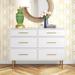 Willa Arlo™ Interiors Baugh 6 Drawer Double Dresser Wood in Brown/White | 36.25 H x 50 W x 18 D in | Wayfair 3213F754484B4CACB264FB33FE5CF2E9