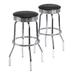 Hokku Designs Anzley Solid Wood Stool Upholstered/Leather/Metal/Faux leather in Black/Gray | 29.1 H x 19.69 W x 19.69 D in | Wayfair