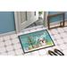 The Holiday Aisle® Margarette Christmas Tree Shih Tzu Non-Slip Outdoor Door Mat Synthetics in Blue/Brown | 18 W x 27 D in | Wayfair