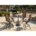 Three Posts™ Heathcote 5-Piece Patio Bar Set w/ 42" Round Pedestal Bar Table Metal in Brown | 55 H x 42 W x 42 D in | Wayfair