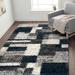 Blue/Gray 94 x 1.77 in Area Rug - Wade Logan® Farmerville Geometric Shag Navy/Gray/Ivory Area Rug, Polypropylene | 94 W x 1.77 D in | Wayfair