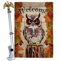 Breeze Decor Owl Watching 2-Sided Polyester 40 x 28 in. Flag Set in Brown | 40 H x 28 W x 4 D in | Wayfair BD-BI-HS-105052-IP-BO-02-D-US18-BD