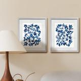 Red Barrel Studio® Indigo Fallen Leaves I - 2 Piece Picture Frame Graphic Art Print Set on Paper in Blue/Green/White | Wayfair