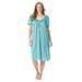 Plus Size Women's Short Silky Lace-Trim Gown by Only Necessities in Pale Ocean (Size 3X) Pajamas