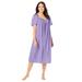 Plus Size Women's Short Silky Lace-Trim Gown by Only Necessities in Soft Iris (Size 2X) Pajamas