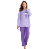 Plus Size Women's Long Sleeve Knit PJ Set by Dreams & Co. in Plum Burst Dot (Size 38/40) Pajamas