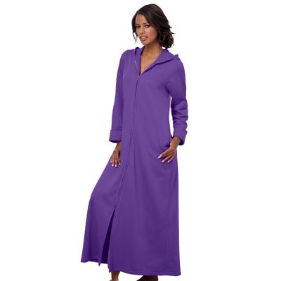 Plus Size Women's Long Hooded Fleece Sweatshirt Robe by Dreams & Co. in Plum Burst (Size 1X)