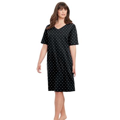Plus Size Women's Print Sleepshirt by Dreams & Co. in Black Dot (Size 1X/2X) Nightgown