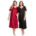 Plus Size Women's 2-Pack Short Silky Gown by Only Necessities in Classic Red Black (Size M) Pajamas