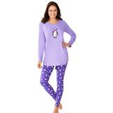 Plus Size Women's 2-Piece PJ Legging Set by Dreams & Co. in Plum Burst Penguins (Size 4X) Pajamas