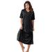 Plus Size Women's Long Print Sleepshirt by Dreams & Co. in Black Dot (Size 1X/2X) Nightgown