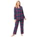 Plus Size Women's Classic Flannel Pajama Set by Dreams & Co. in Evening Blue Plaid (Size 26/28) Pajamas