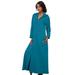 Plus Size Women's Long Hooded Fleece Sweatshirt Robe by Dreams & Co. in Deep Teal (Size 4X)