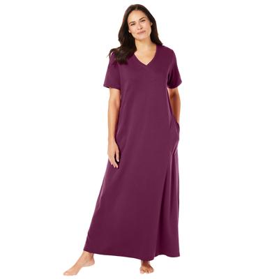 Plus Size Women's Long T-Shirt Lounger by Dreams & Co. in Deep Claret (Size M)