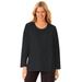 Plus Size Women's Satin trim sleep tee by Dreams & Co® in Black (Size 6X) Pajama Top