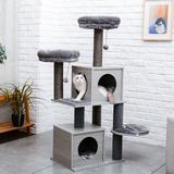 Tucker Murphy Pet™ 51" Deerfield Cat Tree Manufactured Wood in Gray/Brown | 51.1 H x 20.5 W x 17.3 D in | Wayfair 6FC05173B47F4AD594893FD4B06FB44B