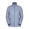 Mountain Warehouse Featherweight Down Womens Jacket - Water Resistant Ladies Rain Jacket, Thermal Winter Coat, Lightweight, Packaway - for Travelling, Hiking, Camping Pale Blue 14