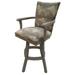 Rosalind Wheeler Diller Swivel Bar Stool Wood/Upholstered in Brown/Gray | 24 W x 19 D in | Wayfair 2F8F196E9FFC45A595F2EE0923602CED