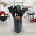 Mega Chef 12-Piece Silicone & Wood Assorted Kitchen Utensil Set Wood/Silicone in Black | Wayfair 950114360M